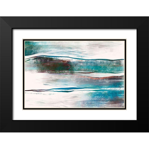Lapping Waves Black Modern Wood Framed Art Print with Double Matting by Naskrent, Delores