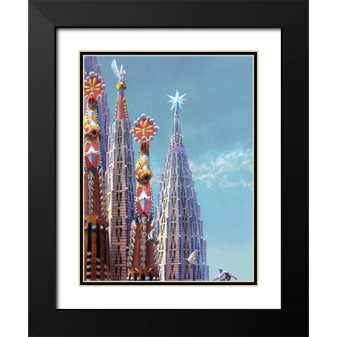Sagrada Familia Towers III Black Modern Wood Framed Art Print with Double Matting by Wang, John