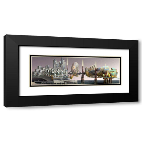 Fantatown Black Modern Wood Framed Art Print with Double Matting by Wang, John
