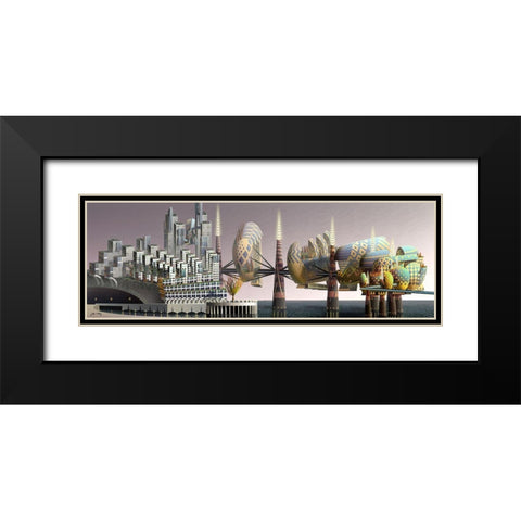Fantatown Black Modern Wood Framed Art Print with Double Matting by Wang, John
