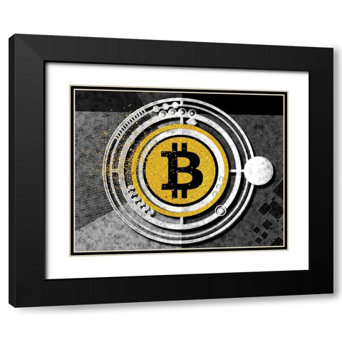 Bitcoin Glitterball Black Modern Wood Framed Art Print with Double Matting by Smith, Karen