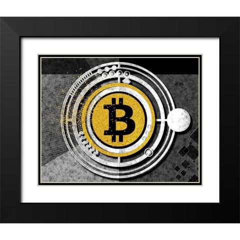 Bitcoin Glitterball Black Modern Wood Framed Art Print with Double Matting by Smith, Karen