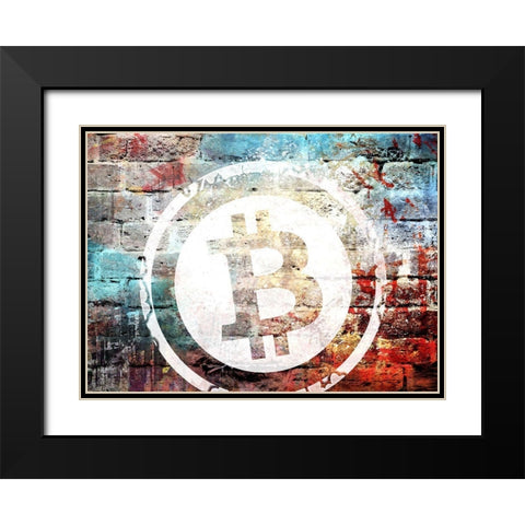 Bitcoin Off the Wall Black Modern Wood Framed Art Print with Double Matting by Smith, Karen