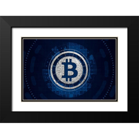 Bitcoin Cyber Black Modern Wood Framed Art Print with Double Matting by Smith, Karen