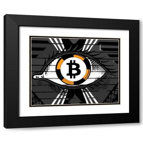 Bitcoin in the Eye Black Modern Wood Framed Art Print with Double Matting by Smith, Karen