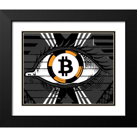 Bitcoin in the Eye Black Modern Wood Framed Art Print with Double Matting by Smith, Karen