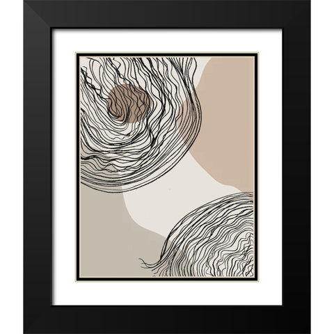 Swirlage II Black Modern Wood Framed Art Print with Double Matting by Smith, Karen