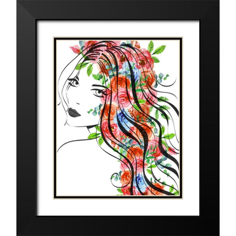 Rosey I Black Modern Wood Framed Art Print with Double Matting by Smith, Karen