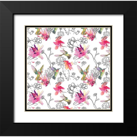 Desert Hummingbirds III Black Modern Wood Framed Art Print with Double Matting by Evalia Designs