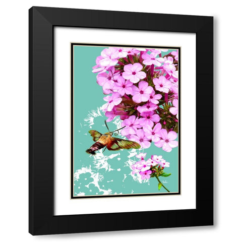 Clearwing On Flox Black Modern Wood Framed Art Print with Double Matting by Evalia Designs