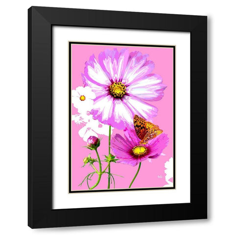Butterfly on Cosmos Black Modern Wood Framed Art Print with Double Matting by Evalia Designs