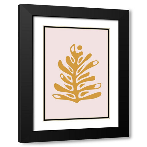 Seventies Leaf II Black Modern Wood Framed Art Print with Double Matting by Haase, Andrea