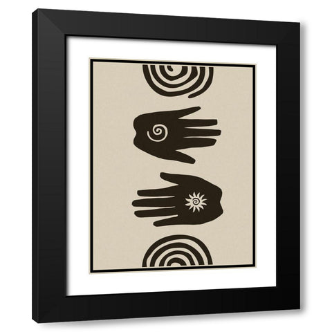 Hands Spiral Block Print Black Modern Wood Framed Art Print with Double Matting by Haase, Andrea
