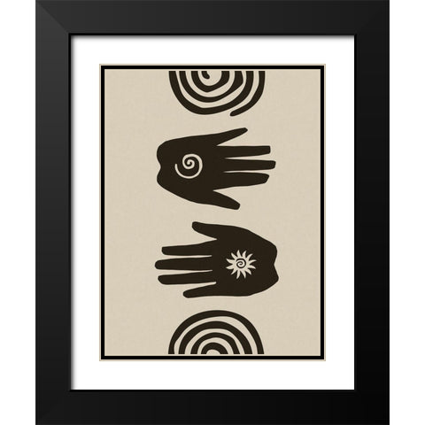 Hands Spiral Block Print Black Modern Wood Framed Art Print with Double Matting by Haase, Andrea