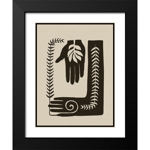 Natures Hands Block Print Black Modern Wood Framed Art Print with Double Matting by Haase, Andrea
