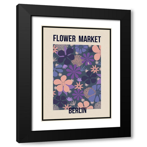 Flower Market Berlin Black Modern Wood Framed Art Print with Double Matting by Haase, Andrea