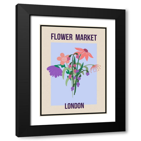 Flower Market London Black Modern Wood Framed Art Print with Double Matting by Haase, Andrea