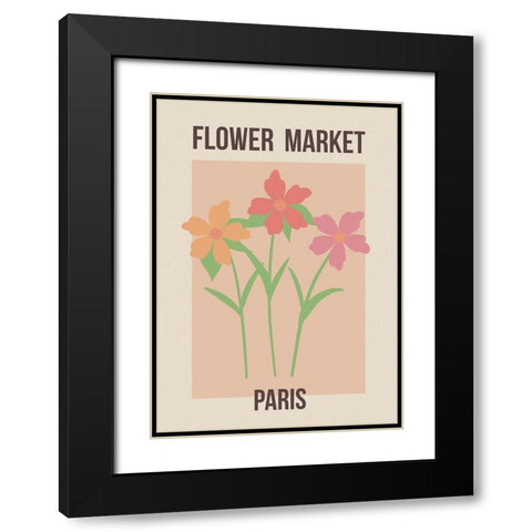 Flower Market Paris Black Modern Wood Framed Art Print with Double Matting by Haase, Andrea