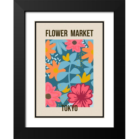 Flower Market Tokyo Black Modern Wood Framed Art Print with Double Matting by Haase, Andrea