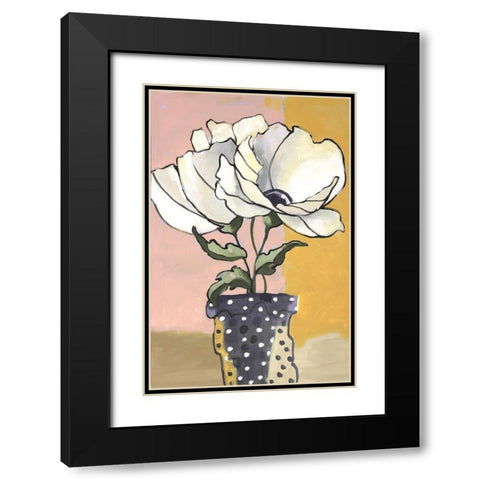 Blue Dot Pot I Black Modern Wood Framed Art Print with Double Matting by Eaton, Winnie