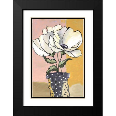 Blue Dot Pot I Black Modern Wood Framed Art Print with Double Matting by Eaton, Winnie