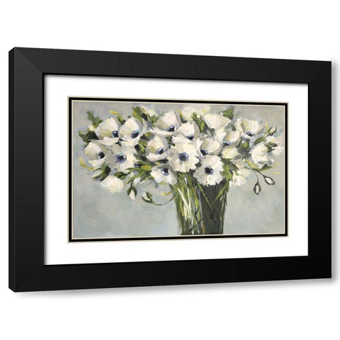 White Poppies Black Modern Wood Framed Art Print with Double Matting by Eaton, Winnie
