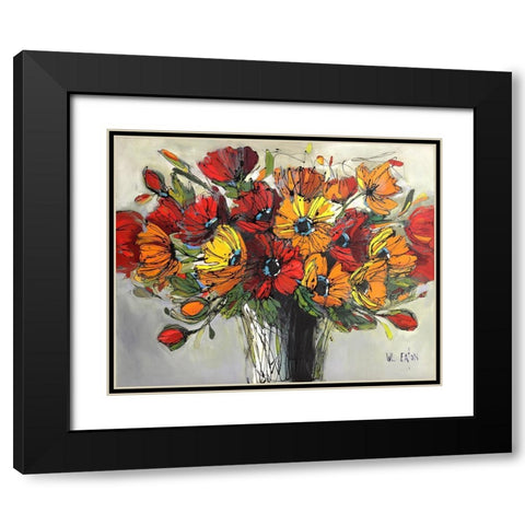 Bright Poppies Black Modern Wood Framed Art Print with Double Matting by Eaton, Winnie