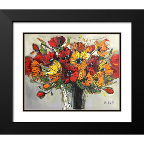 Bright Poppies Black Modern Wood Framed Art Print with Double Matting by Eaton, Winnie