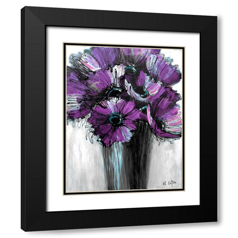 Purple Poppies Black Modern Wood Framed Art Print with Double Matting by Eaton, Winnie