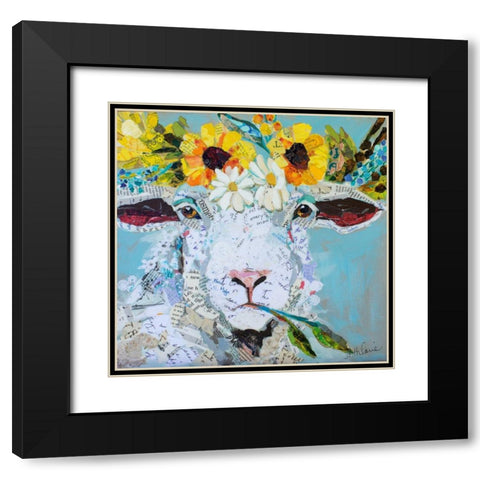 Floral Sheep II Black Modern Wood Framed Art Print with Double Matting by St Hilaire, Elizabeth