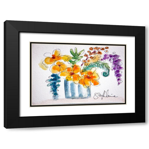 Forget Me Not Black Modern Wood Framed Art Print with Double Matting by St Hilaire, Elizabeth