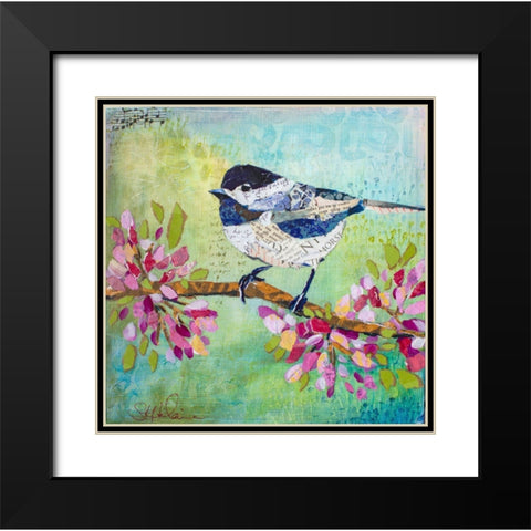 Chirpy Chickadee Black Modern Wood Framed Art Print with Double Matting by St Hilaire, Elizabeth