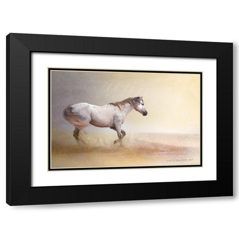 Dust Storm White Horse Black Modern Wood Framed Art Print with Double Matting by Vest, Christopher