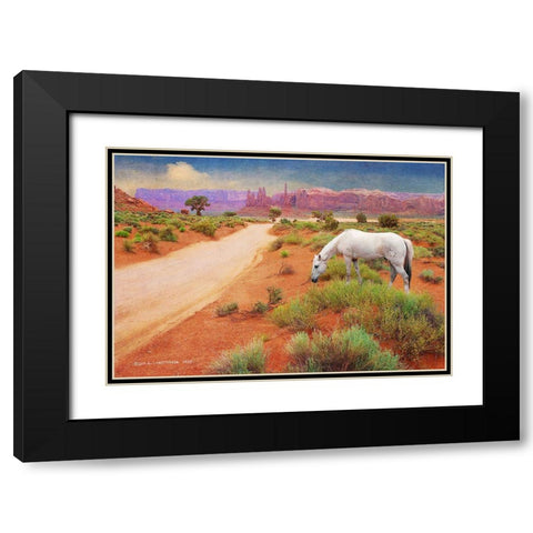 White Horse Road in Monument Valley Black Modern Wood Framed Art Print with Double Matting by Vest, Christopher