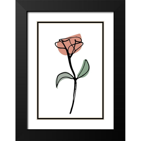 Minimal Rose Flower Black Modern Wood Framed Art Print with Double Matting by Haase, Andrea