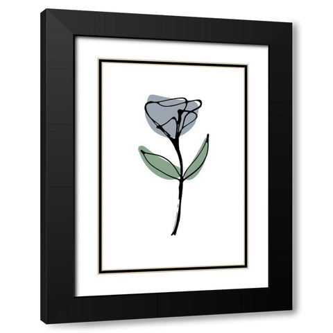 Minimal Blue Bell Flower Black Modern Wood Framed Art Print with Double Matting by Haase, Andrea