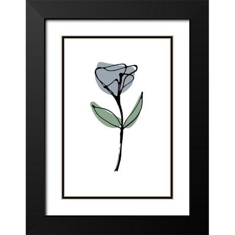 Minimal Blue Bell Flower Black Modern Wood Framed Art Print with Double Matting by Haase, Andrea