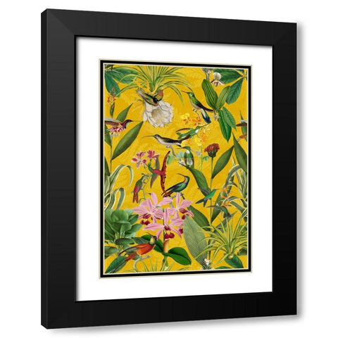 Hummingbirds Garden Black Modern Wood Framed Art Print with Double Matting by Haase, Andrea