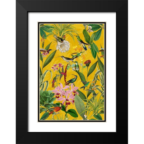 Hummingbirds Garden Black Modern Wood Framed Art Print with Double Matting by Haase, Andrea