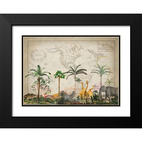 Wild Animals Paradise Black Modern Wood Framed Art Print with Double Matting by Haase, Andrea
