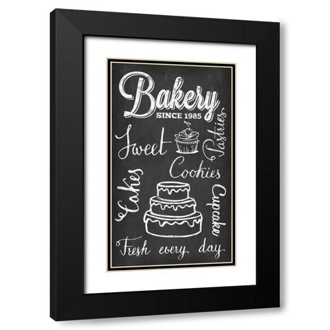Chalkboard Fresh Bakery Black Modern Wood Framed Art Print with Double Matting by Haase, Andrea