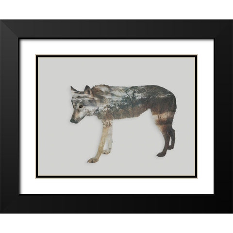 Nordic Wolf Black Modern Wood Framed Art Print with Double Matting by Haase, Andrea