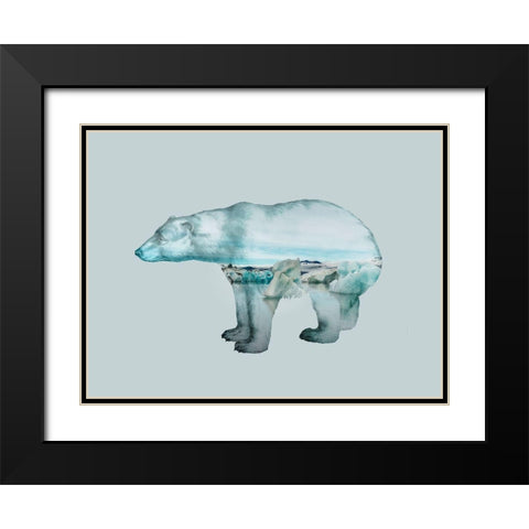 Polar Bear Black Modern Wood Framed Art Print with Double Matting by Haase, Andrea