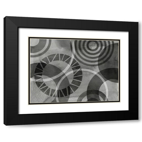 Layered Circles Black Modern Wood Framed Art Print with Double Matting by Haase, Andrea