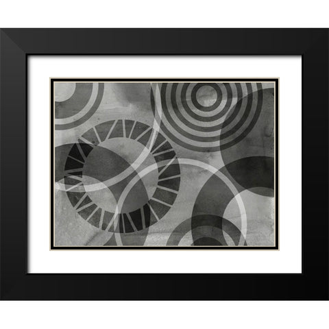 Layered Circles Black Modern Wood Framed Art Print with Double Matting by Haase, Andrea