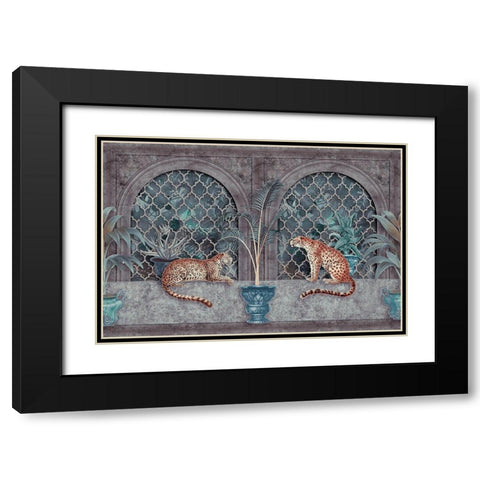 Cheetah Jungle Palace Black Modern Wood Framed Art Print with Double Matting by Haase, Andrea