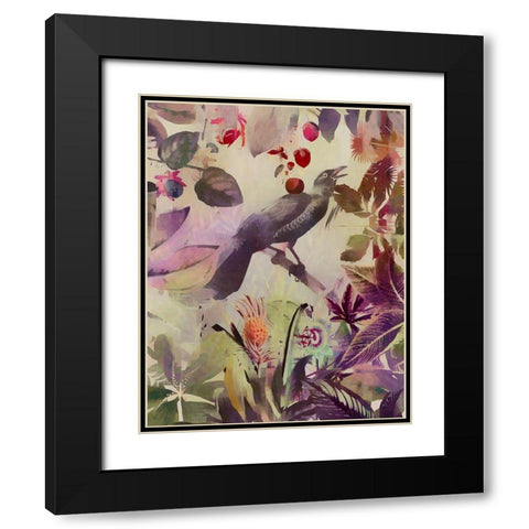 The Birds Green Garden II Black Modern Wood Framed Art Print with Double Matting by Haase, Andrea