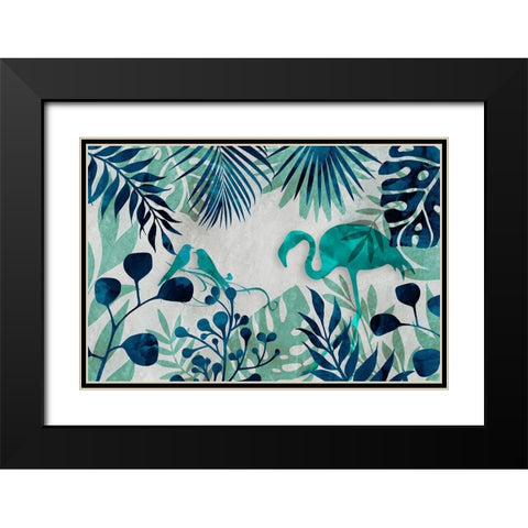Flamingo Jungle II Black Modern Wood Framed Art Print with Double Matting by Haase, Andrea