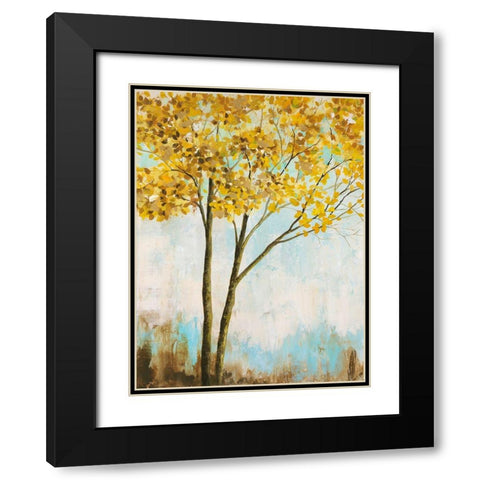 Leaves of Gold I Black Modern Wood Framed Art Print with Double Matting by Joy, Julie