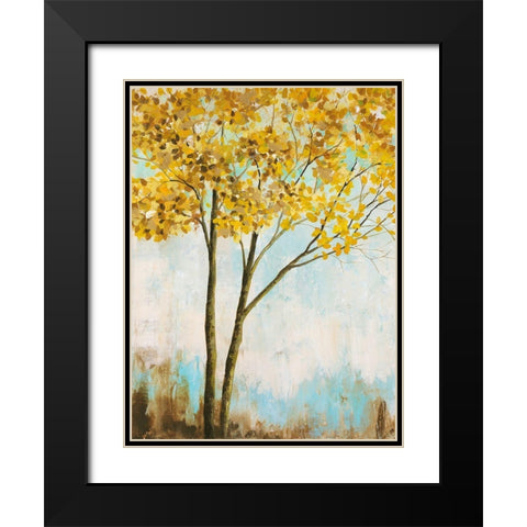 Leaves of Gold I Black Modern Wood Framed Art Print with Double Matting by Joy, Julie
